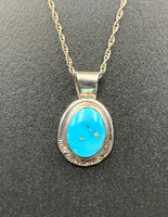 Kingman Turquoise #13 Natural Sterling Silver Pendant on 18" Chain