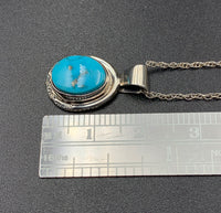 Kingman Turquoise #13 Natural Sterling Silver Pendant on 18" Chain