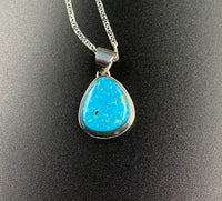 Kingman Turquoise #3 Natural Sterling Silver Pendant on 18" Chain