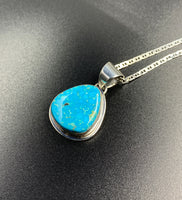 Kingman Turquoise #3 Natural Sterling Silver Pendant on 18" Chain