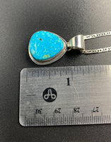 Kingman Turquoise #3 Natural Sterling Silver Pendant on 18" Chain