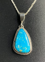 Kingman Turquoise #4 Natural Sterling Silver Pendant on 18" Chain