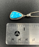 Kingman Turquoise #4 Natural Sterling Silver Pendant on 18" Chain