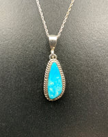 Kingman Turquoise #5 Natural Sterling Silver Pendant on 18" Chain