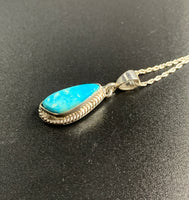 Kingman Turquoise #5 Natural Sterling Silver Pendant on 18" Chain