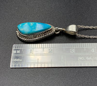 Kingman Turquoise #5 Natural Sterling Silver Pendant on 18" Chain
