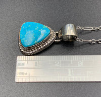 Kingman Turquoise #6 Natural Sterling Silver Pendant on 18" Chain