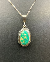 Kingman Turquoise #7 Natural Sterling Silver Pendant on 18" Chain