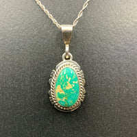 Kingman Turquoise #7 Natural Sterling Silver Pendant on 18" Chain