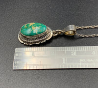 Kingman Turquoise #7 Natural Sterling Silver Pendant on 18" Chain