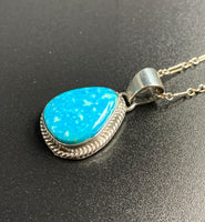 Kingman Turquoise #8 Natural Sterling Silver Pendant on 18" Chain