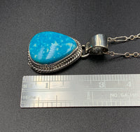 Kingman Turquoise #8 Natural Sterling Silver Pendant on 18" Chain