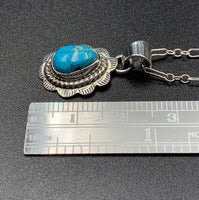 Kingman Turquoise #9 Natural Sterling Silver Pendant on 18" Chain