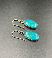 Kingman Turquoise #14 Natural Sterling Silver Dangle Earrings