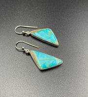 Kingman Turquoise #16 Natural Sterling Silver Dangle Earrings
