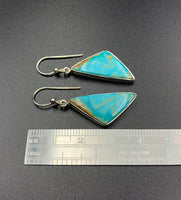 Kingman Turquoise #16 Natural Sterling Silver Dangle Earrings