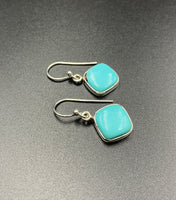 Kingman Turquoise #17 Natural Sterling Silver Dangle Earrings