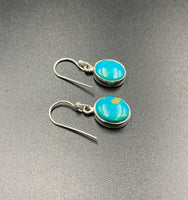 Kingman Turquoise #19 Natural Sterling Silver Dangle Earrings