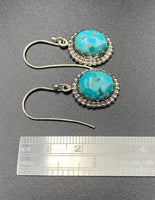 Kingman Turquoise #5 Compressed Sterling Silver Dangle Earrings