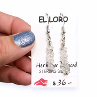 Herkimer Diamond Quartz Raw Crystal Sterling Silver Stud Earrings
