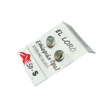 Ethiopian Opal Welo Rainbow Fire Cabochon Circle Sterling Silver Stud Earrings