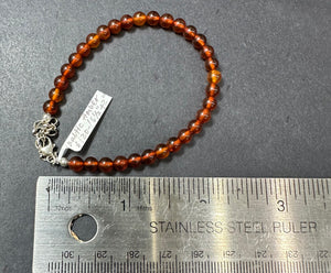 Amber Baltic Natural Gemstone Beads Sterling Silver Bracelet