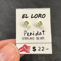 Peridot Lime Green Faceted Crystal Sterling Silver Stud Earrings
