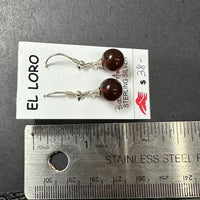 Baltic Amber Natural Cherry Red Round Gemstone Sterling Silver Drop Earrings
