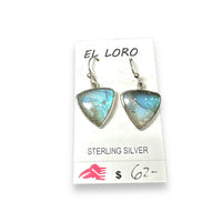 Labradorite Gemstone Triangle Drop Sterling Silver Dangle Earrings