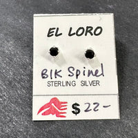 Black Spinel Faceted Crystal Sterling Silver Stud Earrings