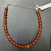 Amber Baltic Natural Gemstone Beads Sterling Silver Bracelet