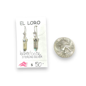 Labradorote Miniature Crystal Point Sterling Silver Dangle Earrings