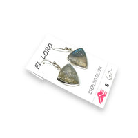 Labradorite Gemstone Triangle Drop Sterling Silver Dangle Earrings