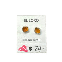 Citrine Golden Yellow Raw Crystal Sterling Silver Stud Earrings