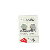 Moonstone Rainbow Raw Crystal Sterling Silver Stud Earrings