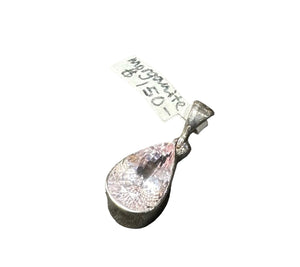 Morganite Pink Beryl Faceted Teardrop Natural Gemstone Sterling Silver Pendant