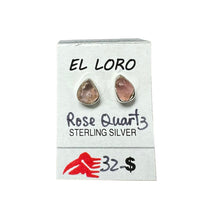Rose Quartz Pink Raw Crystal Sterling Silver Stud Earrings