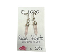 Rose Quartz Pink Miniature Crystal Point Sterling Silver Dangle Earrings

