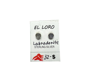 Labradorite Raw Crystal Sterling Silver Stud Earrings