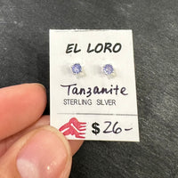 Tanzanite Light Purple Faceted Crystal Sterling Silver Stud Earrings