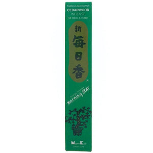 Cedarwood Dark Green Morningstar Japanese Style Wood Free Incense Sticks-50 sticks
