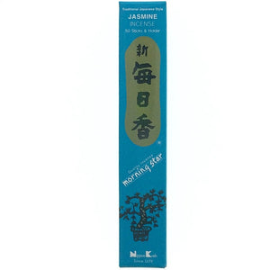 Jasmine Bright Blue Morningstar Japanese Style Wood Free Incense Sticks-50 sticks