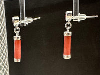 Garnet Hearts Red Jade (D) Dark Faceted Crystal Sterling Silver Stud Earrings
