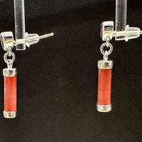 Garnet Hearts Red Jade (D) Dark Faceted Crystal Sterling Silver Stud Earrings