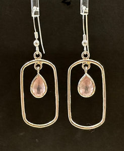 Rose Quartz Pink Faceted Sterling Silver Dangle Earrings