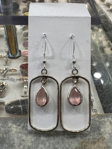 Rose Quartz Pink Faceted Sterling Silver Dangle Earrings