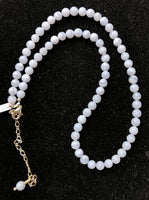 CUSTOM Blue Lace Agate Round Bead Strand Sterling Silver Necklace by Josephine Grasso
