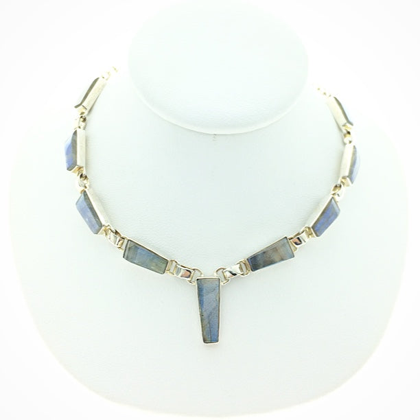 Labradorite Faceted Contemporary Multistone Sterling Silver Necklace