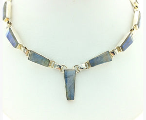 Labradorite Faceted Contemporary Multistone Sterling Silver Necklace