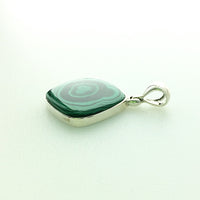 Malachite Banded Bright Green Gemstone in Sterling Silver Pendant
